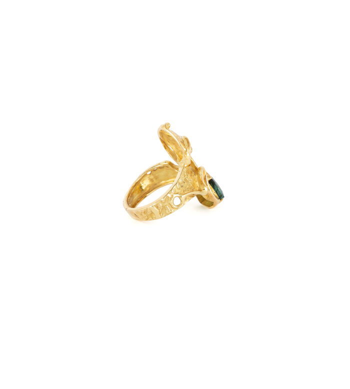Inel din aur de 18k cu turmalina verde naturala