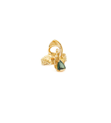 Inel din aur de 18k cu turmalina verde naturala
